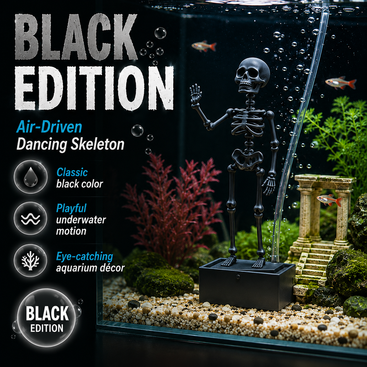 🫧 Air-Driven Dancing Skeleton Aquarium Ornament 🐠