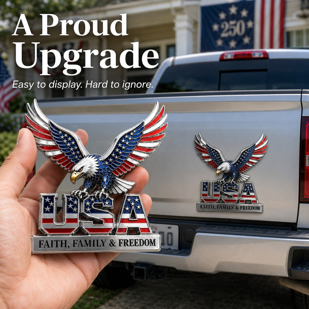 ★Handmade USA Faith, Family & Freedom★ Metal Car Emblem