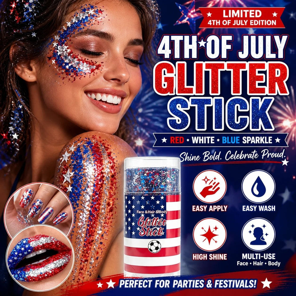 🦅4th of July Glitter Stick✨Red, White & Blue Body & Hair Sparkle.
