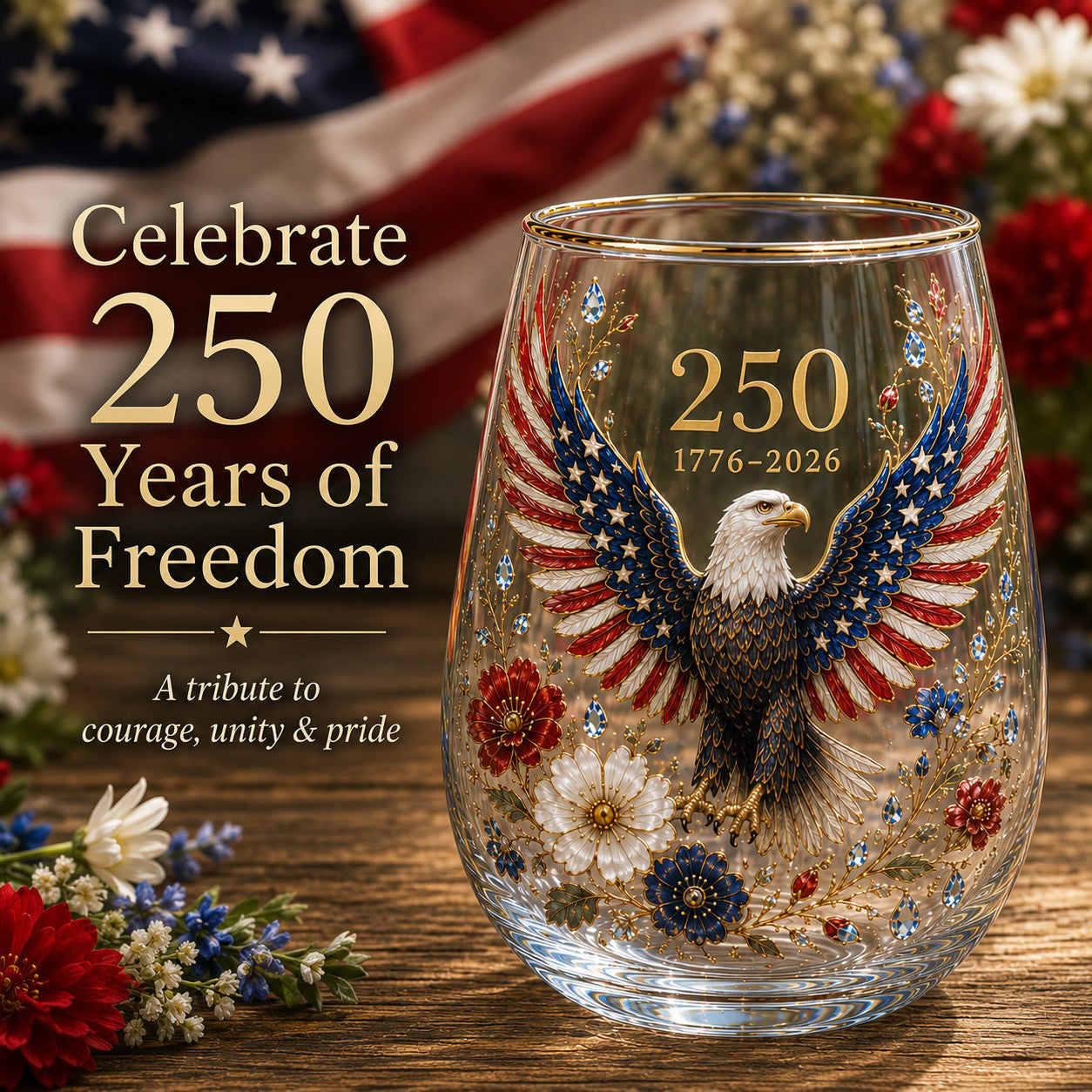 🦅America '250 Eagle Glass Tumbler