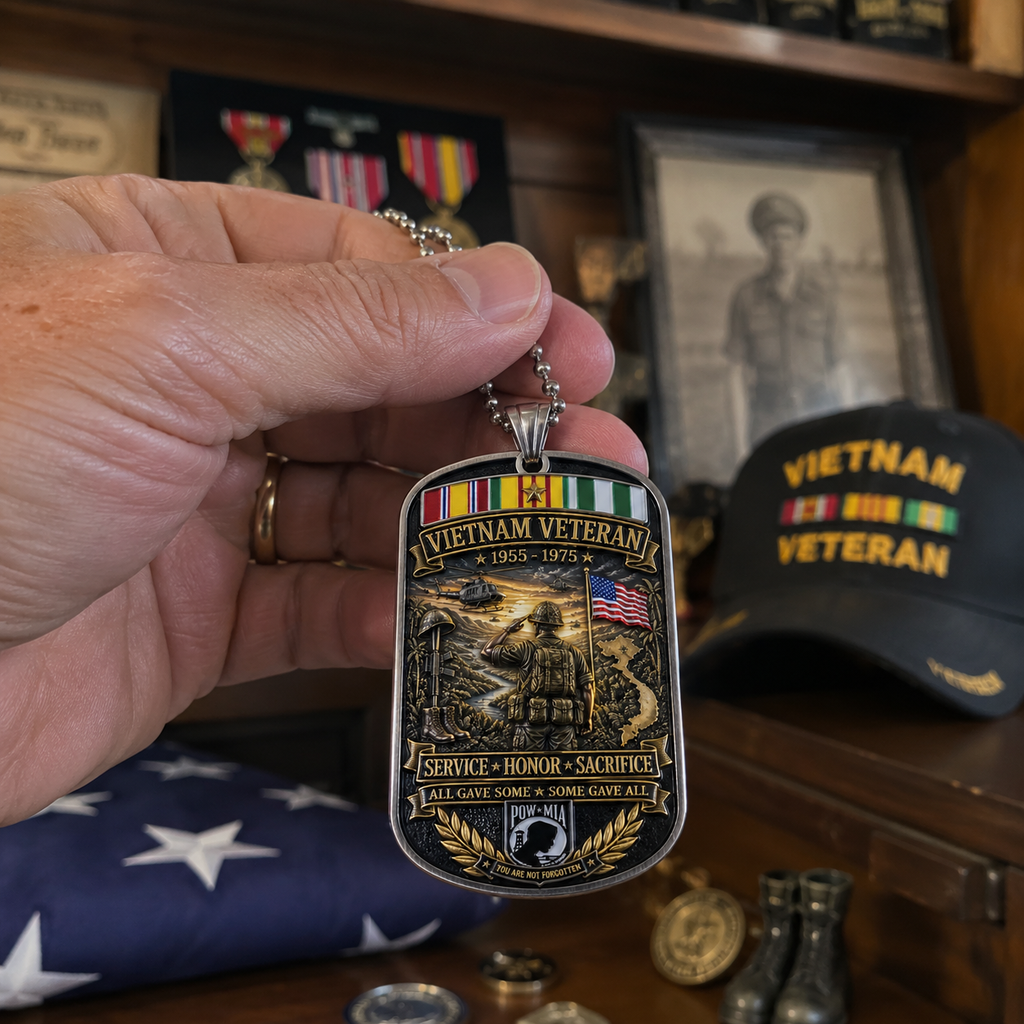 Vietnam Veteran All Gave Some Some Gave All Tribute Dog Tag Necklace
