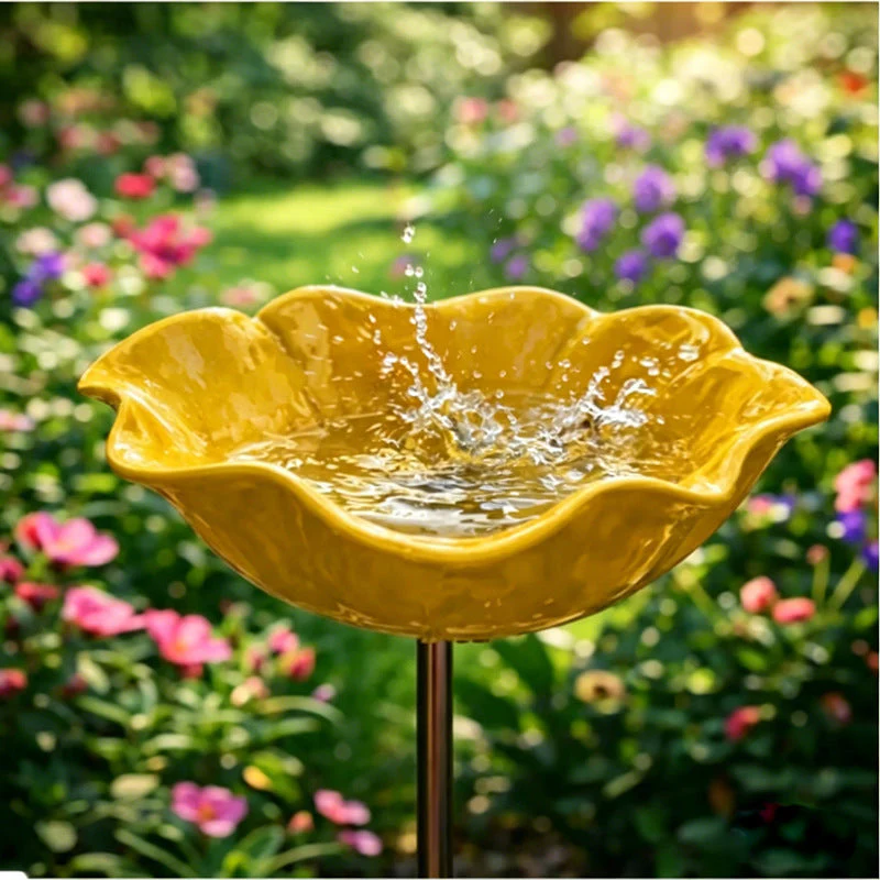 Wravion™ Handmade Metal Flower Garden Stake Bird Bath