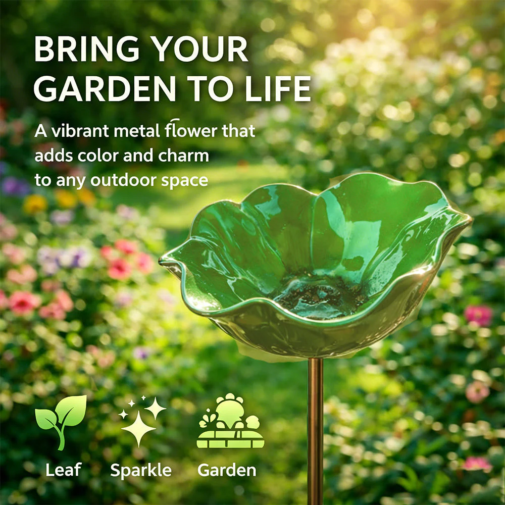 Wravion™ Handmade Metal Flower Garden Stake Bird Bath