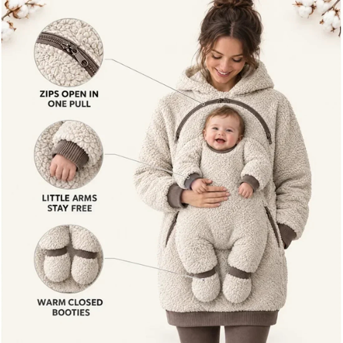 💝SnugNest™ 2-in-1 Baby Carrier Hoodie – Built-In Support, No Buckles & Cozy Warmth