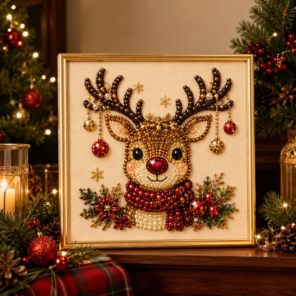 🎄 DIY Christmas Pearl Diamond Painting Art Kit With Frame