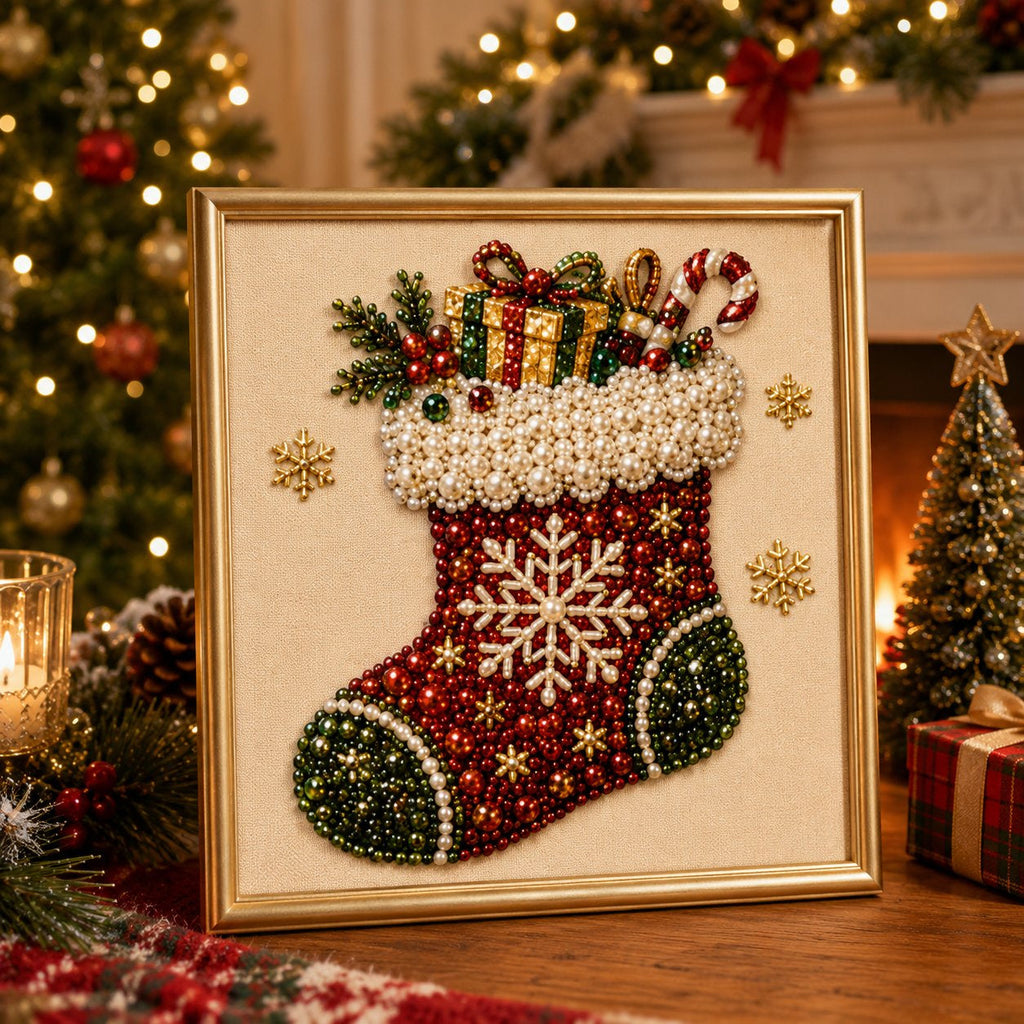🎄 DIY Christmas Pearl Diamond Painting Art Kit With Frame