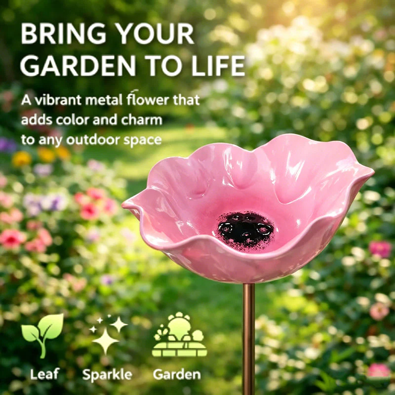 Wravion™ Handmade Metal Flower Garden Stake Bird Bath