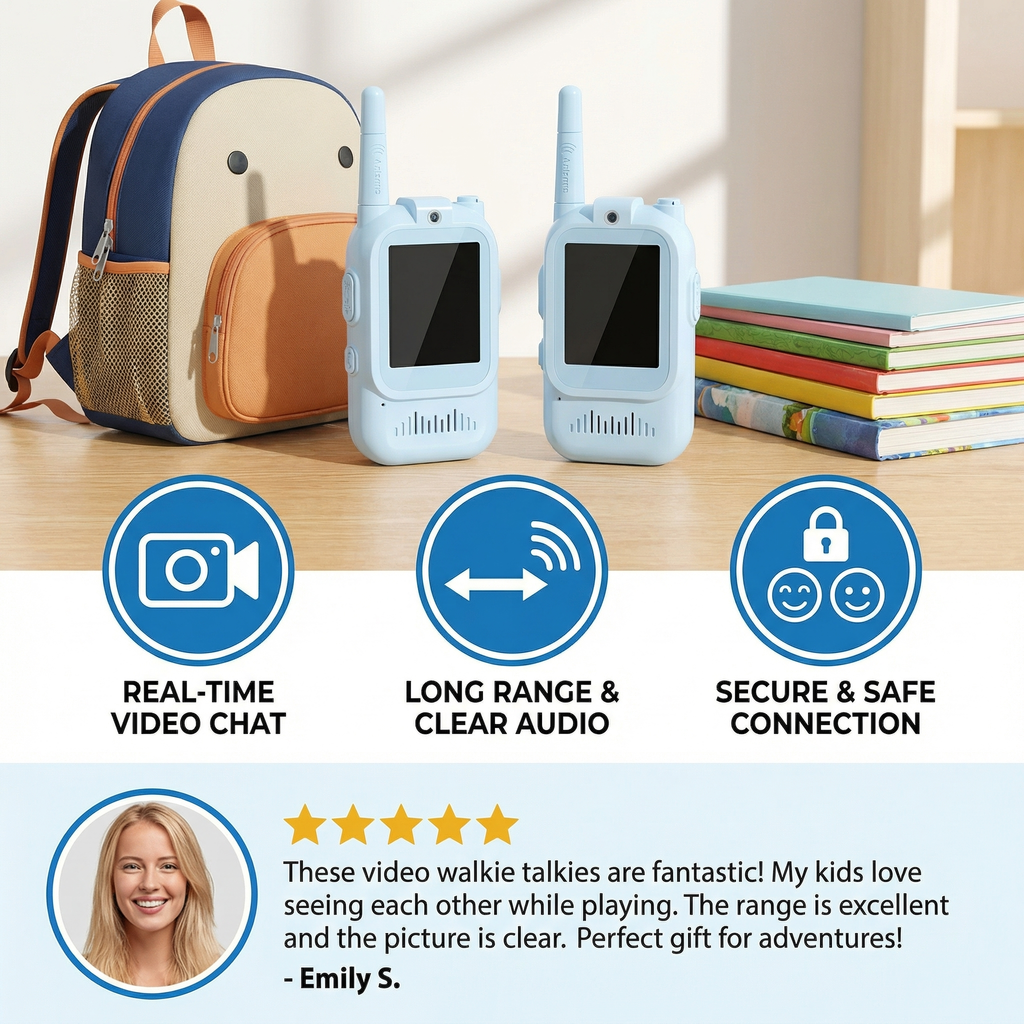 Kids Video Walkie Talkie Set (2-Pack) – Intercom with Camera & Screen