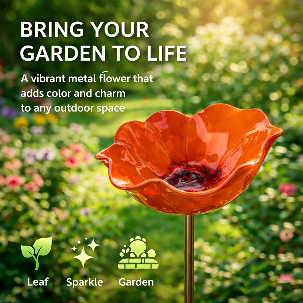 Wravion™ Handmade Metal Flower Garden Stake Bird Bath