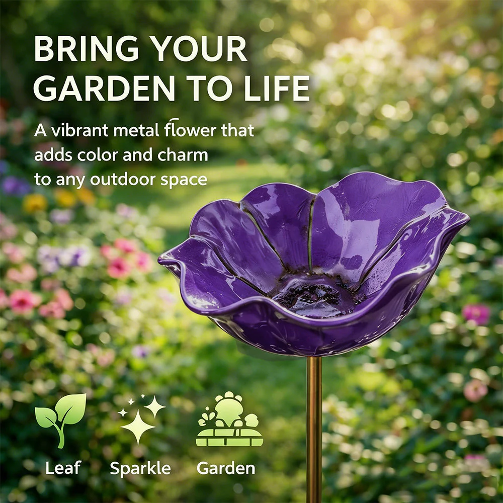 Wravion™ Handmade Metal Flower Garden Stake Bird Bath