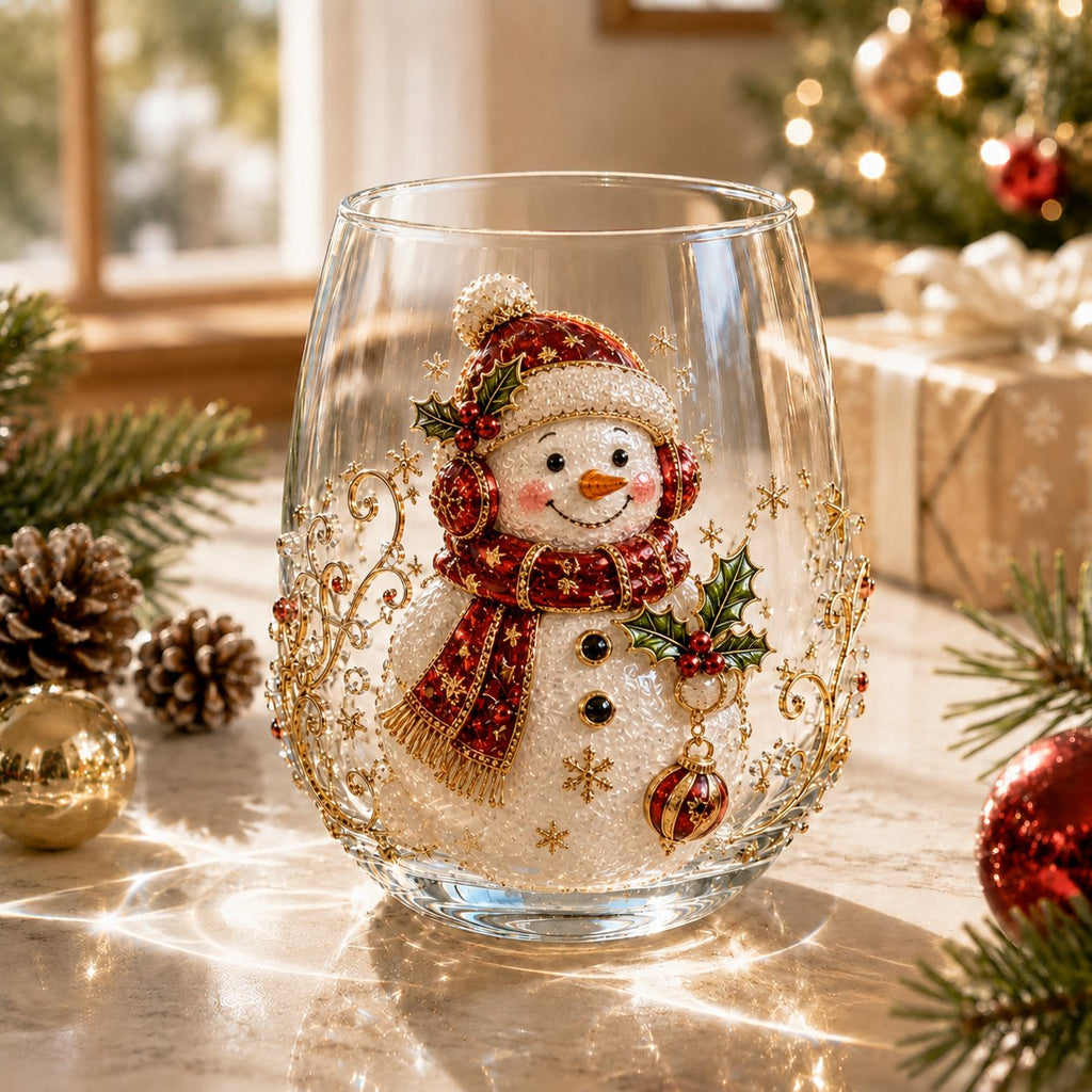 3D Christmas Glass Art Cup