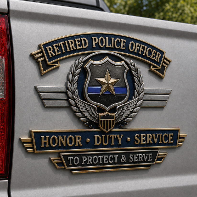 Buy More, Save More🔥 Retired Police Officer Honor Duty Service Metal Car Emblem