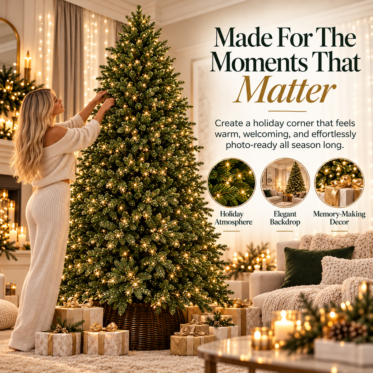 ❄️🏡65.6ft (20m) 600-LED Christmas String Lights – Warm White or Multicolor Holiday Tree Lights🎅💖