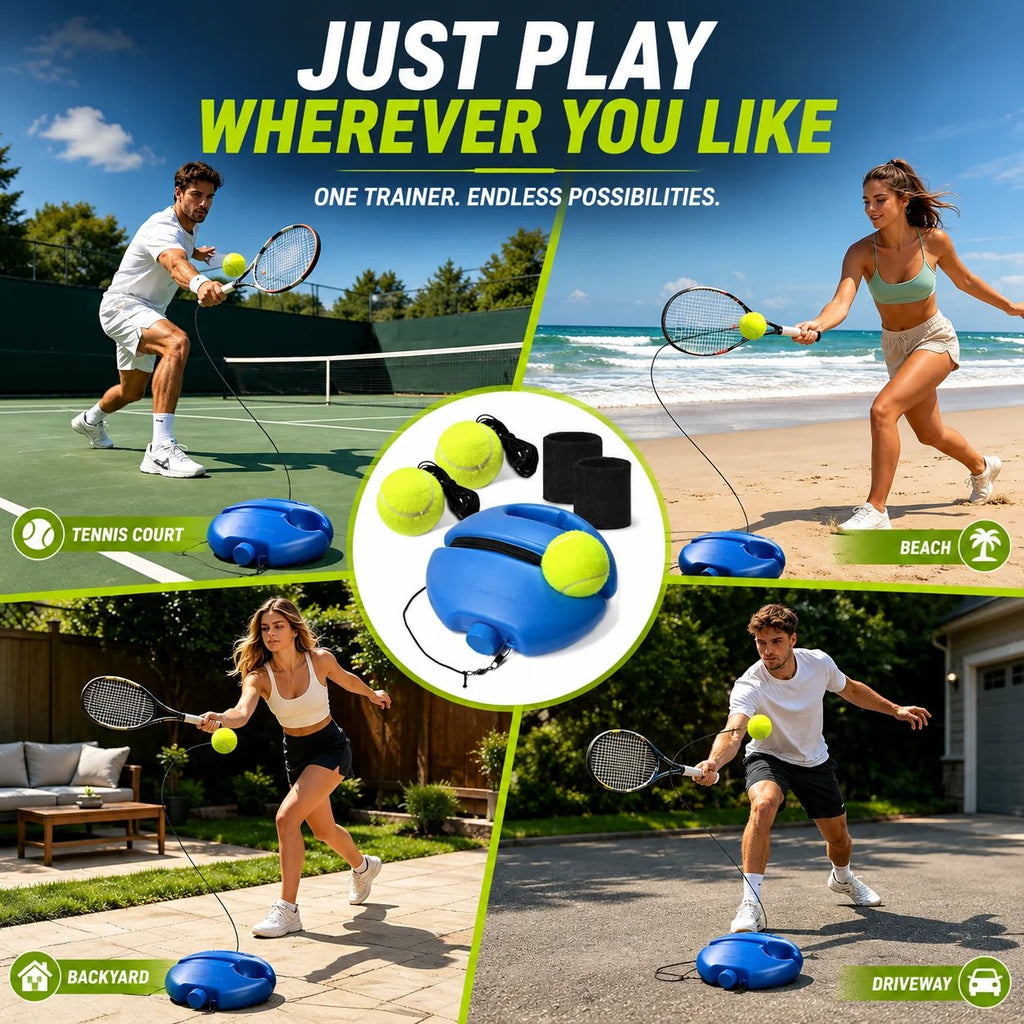 🎾 Solo Tennis Trainer Rebound Set – Practice Anytime, No Partner Needed