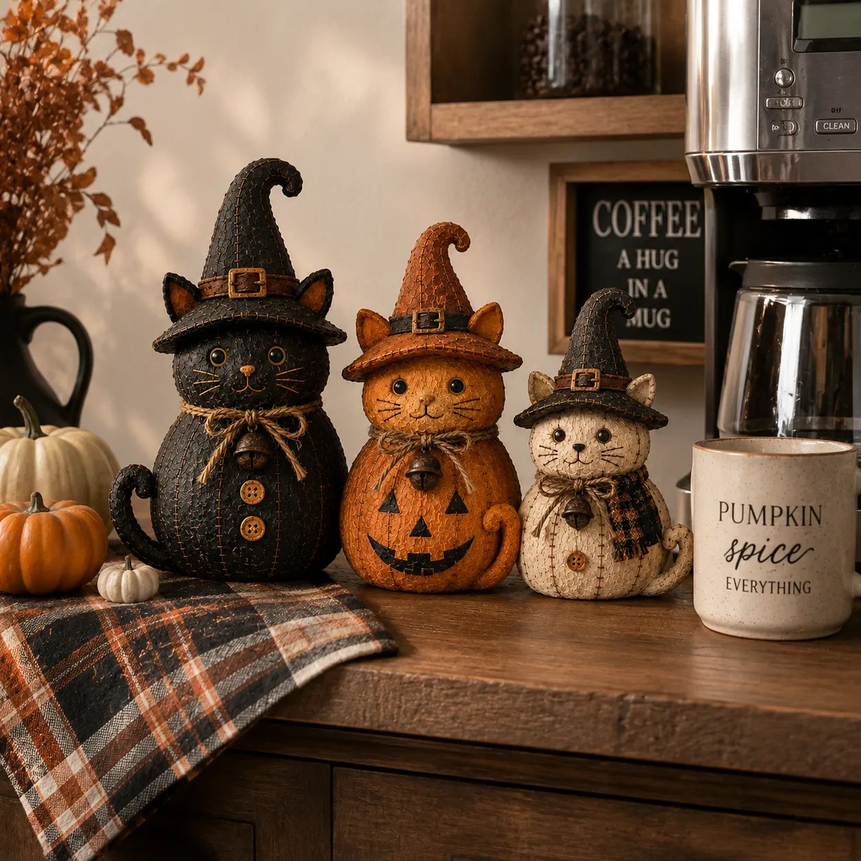 🔥🎁Vintage Witch Cat & Dog Decor Set