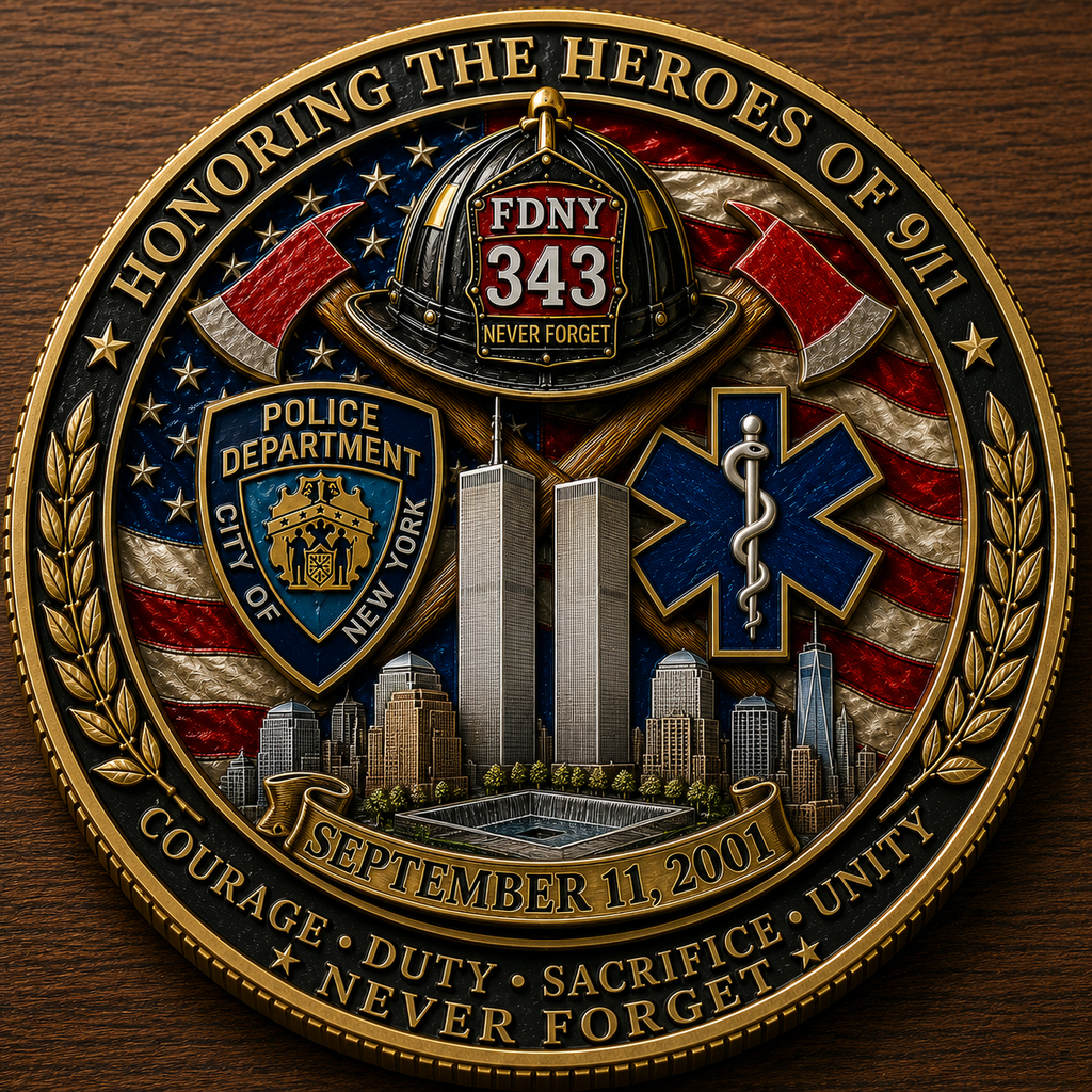 Never Forget 25th Anniversary Challenge Coin Carry the memory. Honor the courage. Pass the story forward.