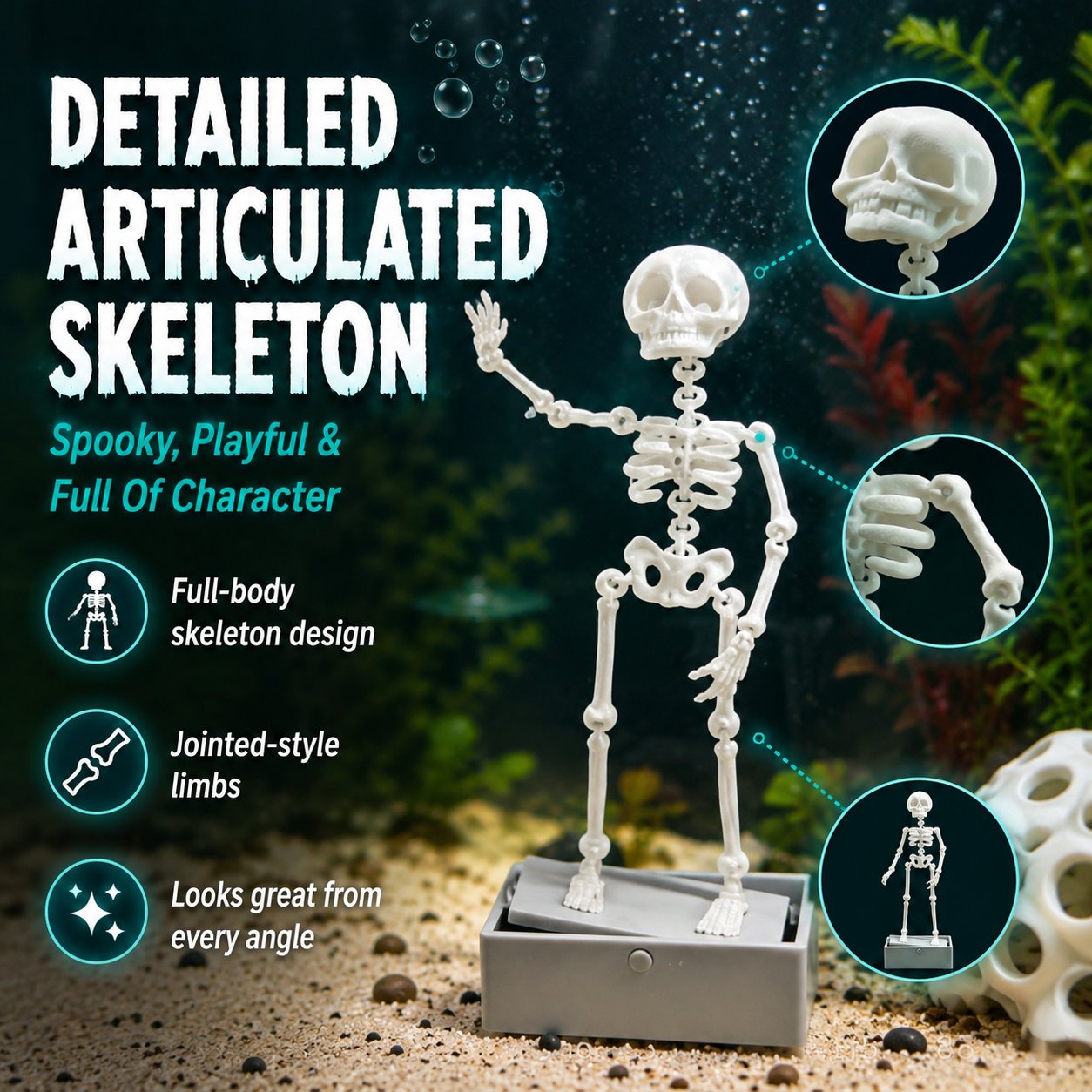 🫧 Air-Driven Dancing Skeleton Aquarium Ornament 🐠