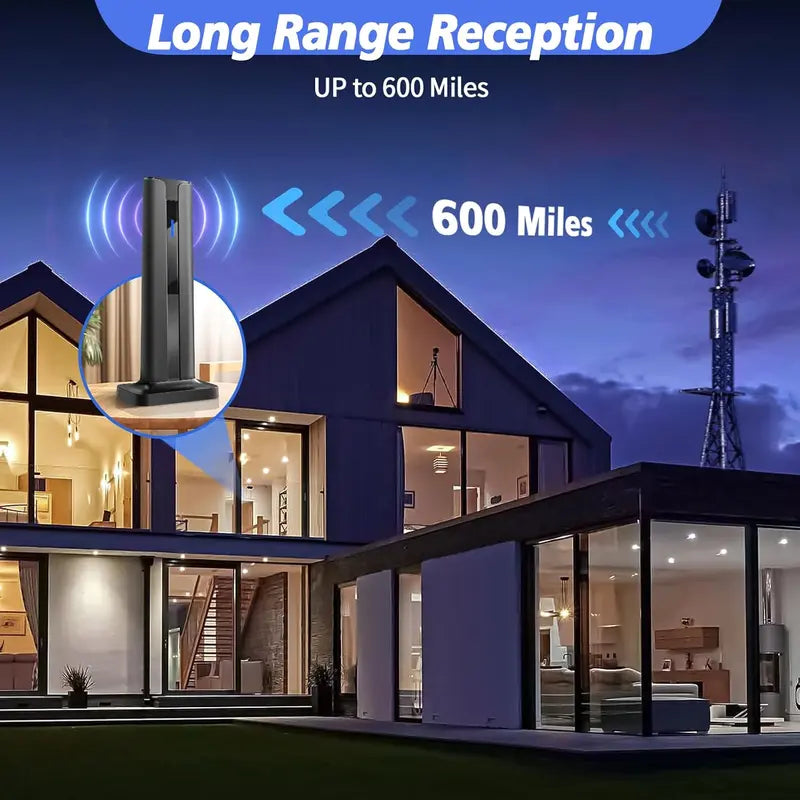 Digital TV Antenna for Smart TV Indoor,2026 TV Antenna with 5M Stick Base, 360°&Long Range Reception 4K HDTV Antenna for Local Channels
