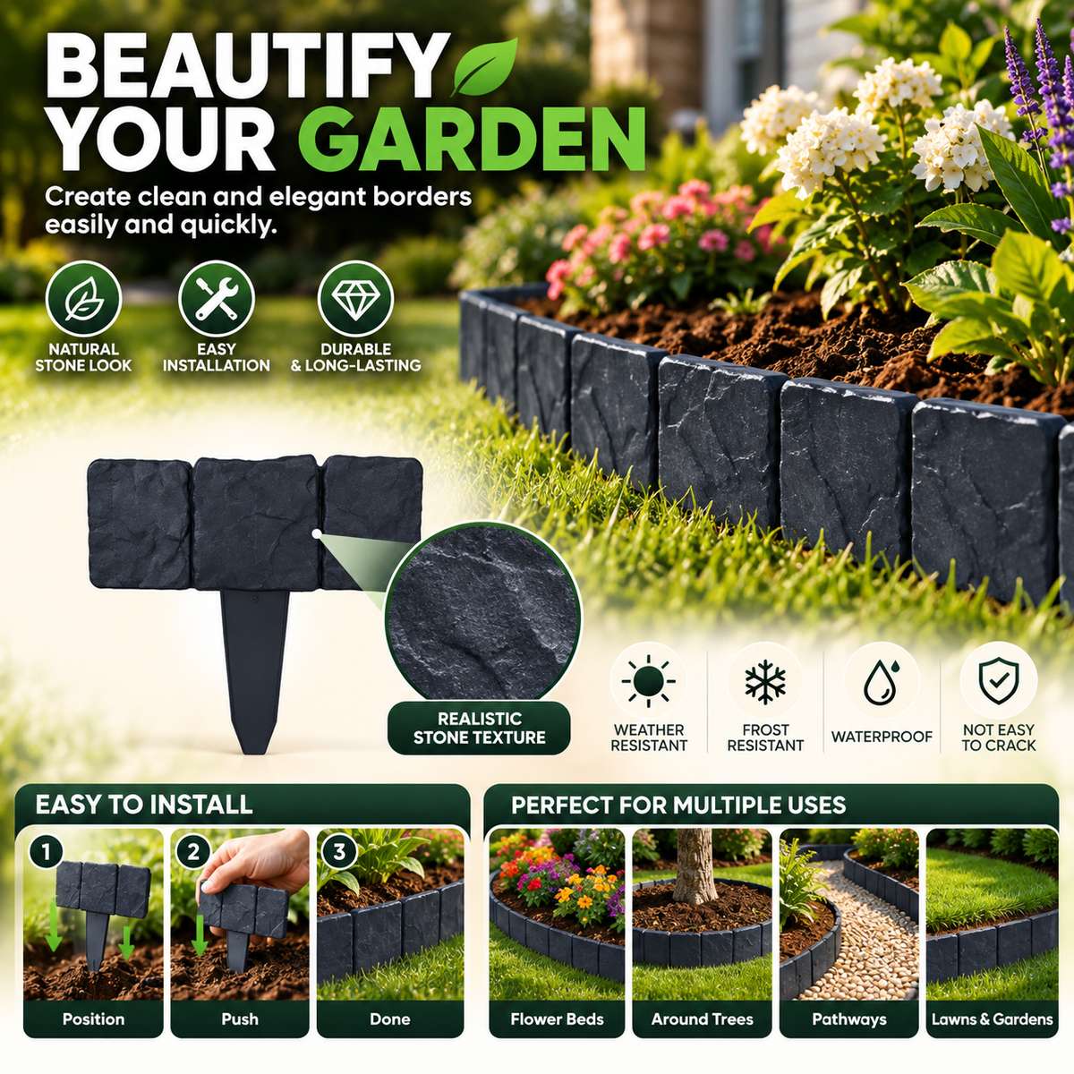 🏡2026 HOT SALE🥳💞50K+ SOLD!🌿✨ 50% OFF! Faux Stone Garden Edging Border! ♻️