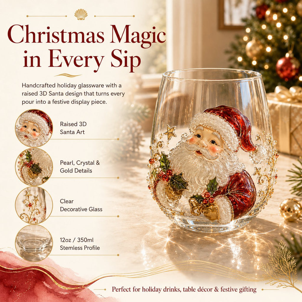 3D Christmas Glass Art Cup