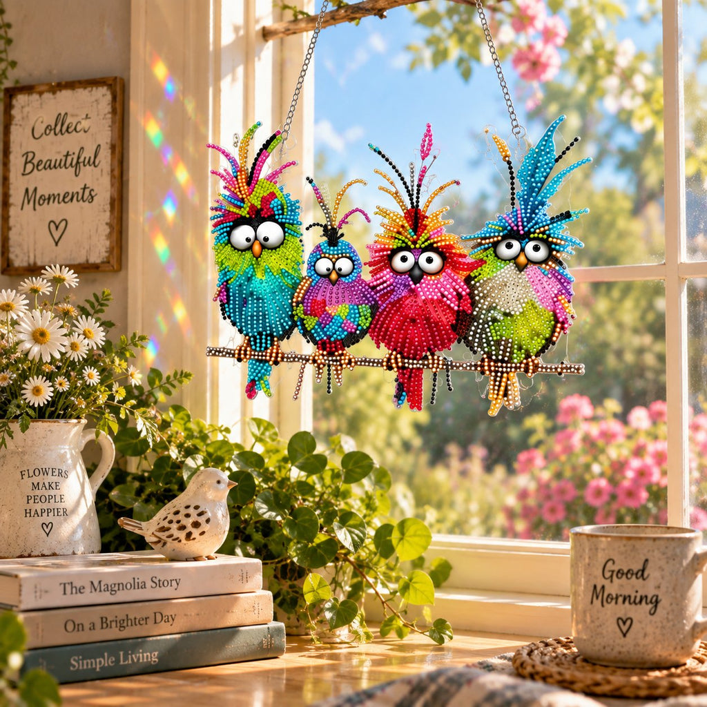 🐦✨ Sunny Birds Diamond Art Suncatcher DIY Kit