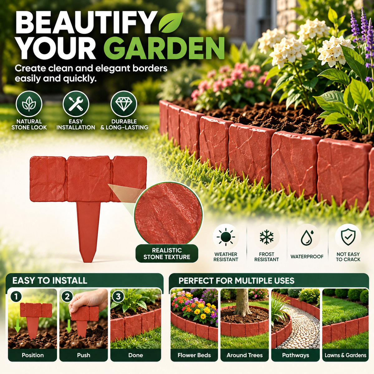 🏡2026 HOT SALE🥳💞50K+ SOLD!🌿✨ 50% OFF! Faux Stone Garden Edging Border! ♻️