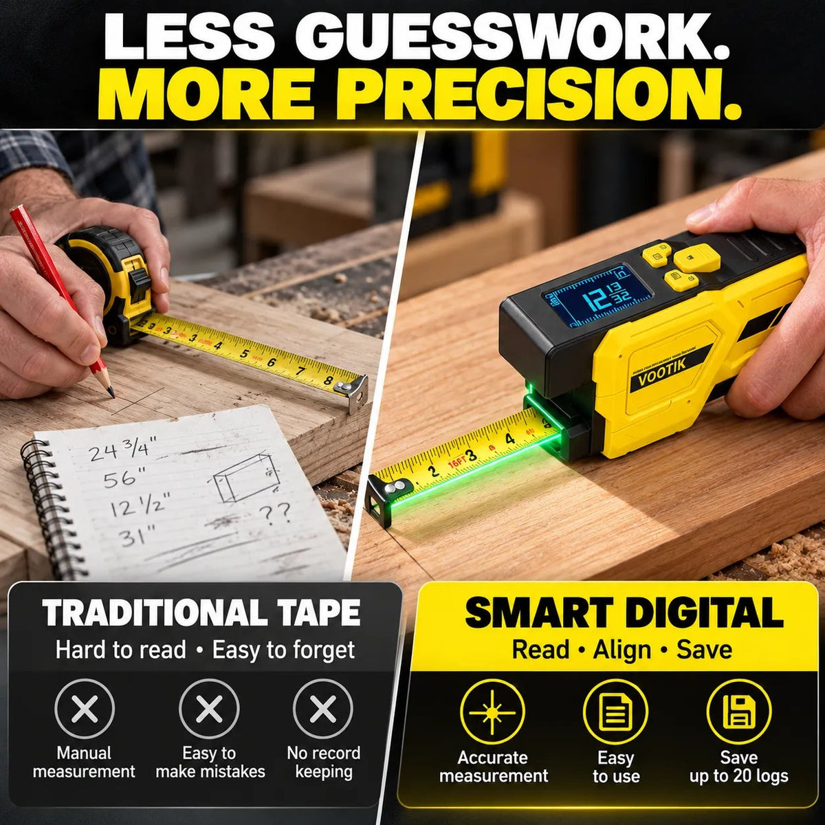 📏 3-in-1 Digital Laser Tape Measure  – 16.4 FT Self-Locking Tape with LCD Display & USB-C Charging⚡
