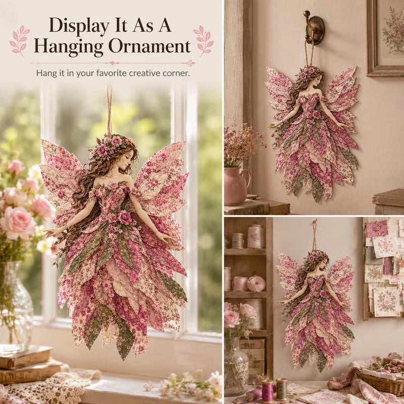 Premium Fairy Patchwork DIY Kit | High-Quality Layered Fabric with Floral Wings DIY Handmade Fantasy Wall Decor ✨