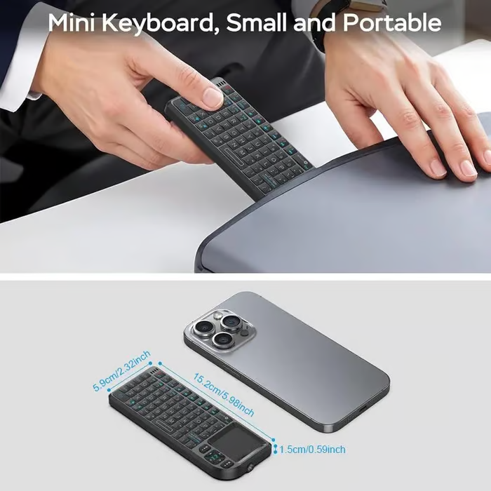 Mini Wireless Keyboard, 2.4G Rechargeable Backlight Keyboard with Touchpad