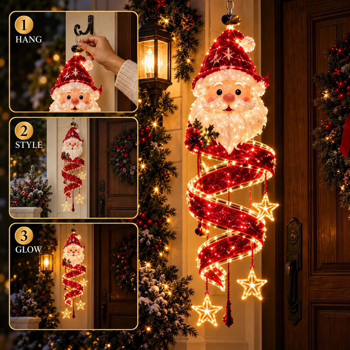 ⏳ Last Day 49% OFF – 🎄Christmas Magic Spiral™ Hanging LED Light Collection