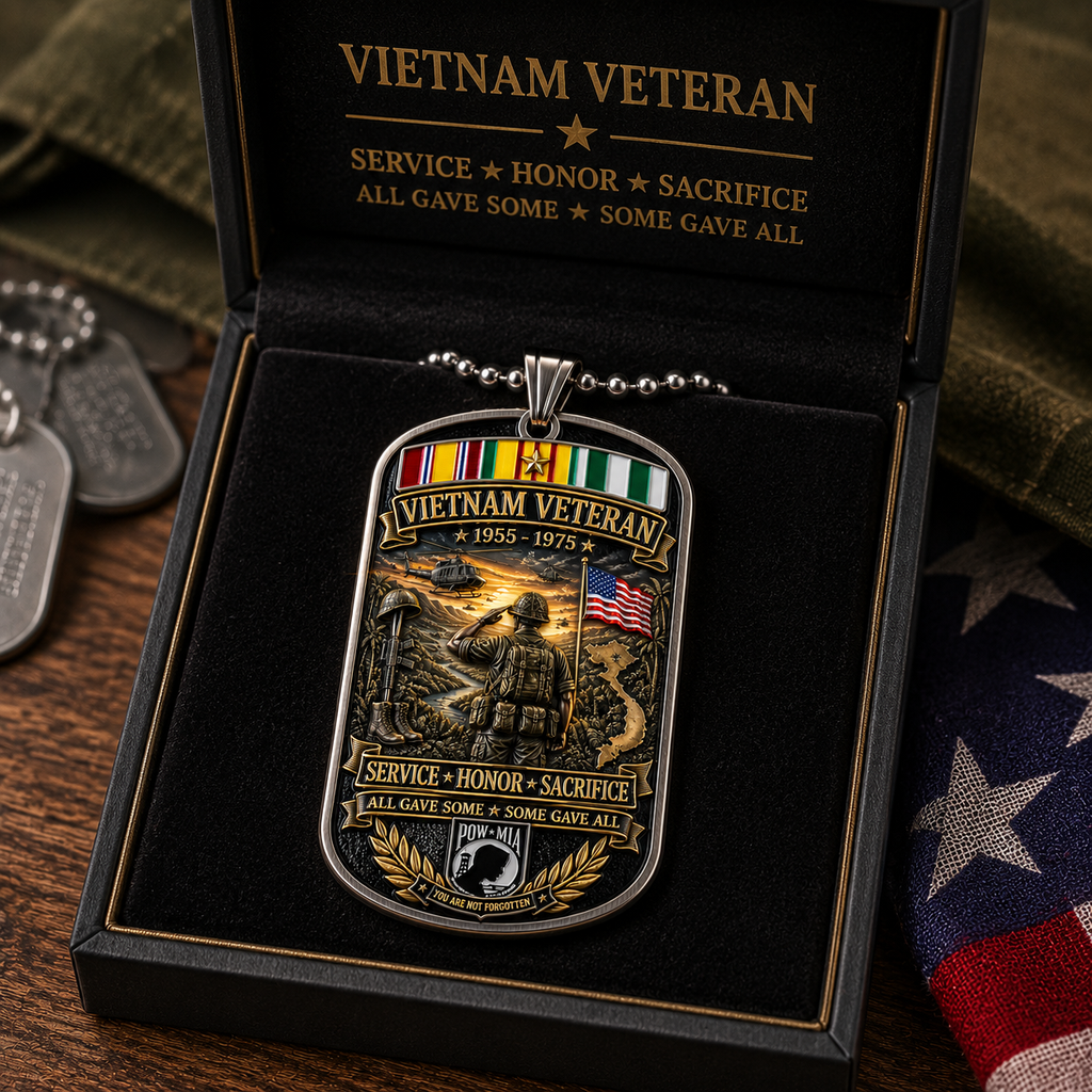 Vietnam Veteran All Gave Some Some Gave All Tribute Dog Tag Necklace