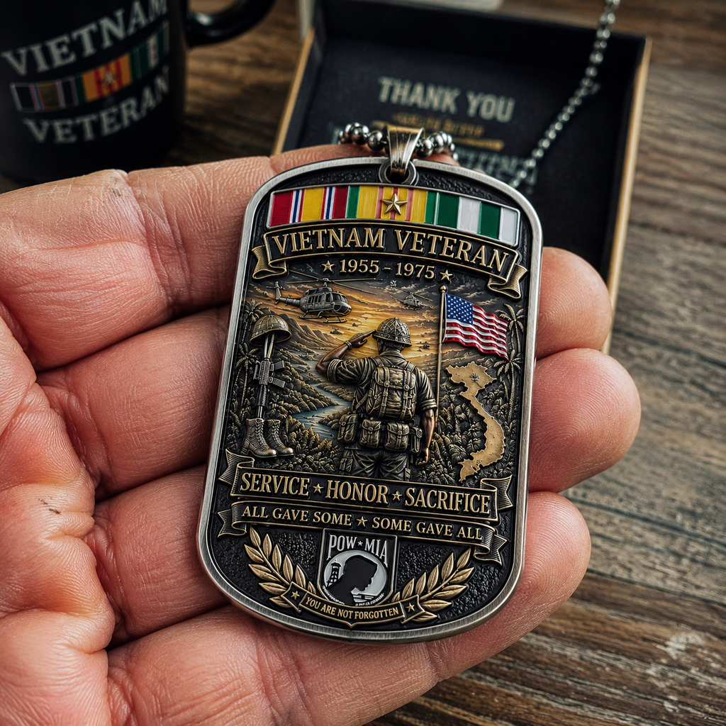 Vietnam Veteran All Gave Some Some Gave All Tribute Dog Tag Necklace