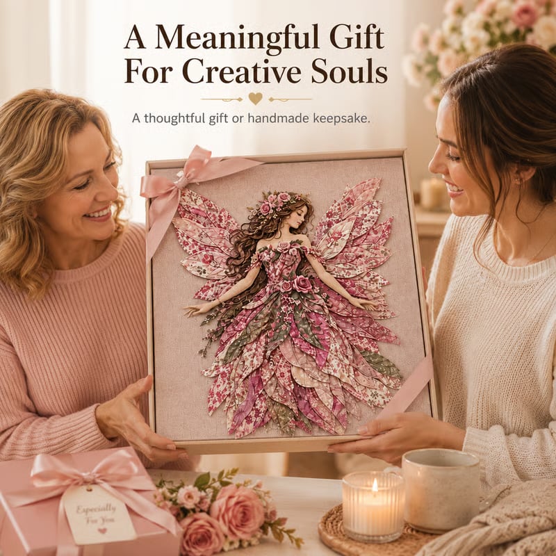 Premium Fairy Patchwork DIY Kit | High-Quality Layered Fabric with Floral Wings DIY Handmade Fantasy Wall Decor ✨
