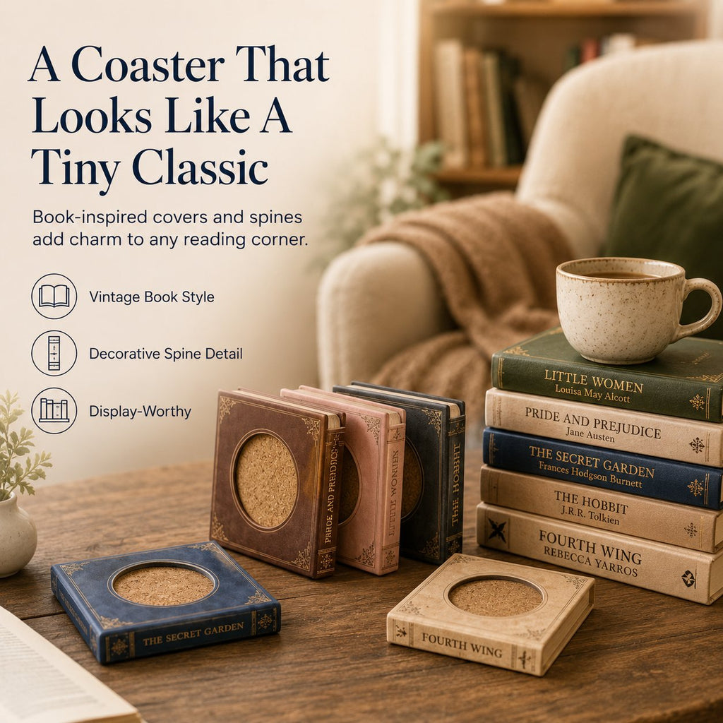 Handmade Mini Book Wooden Coaster Design📚-Buy Two Get Free Shipping📦