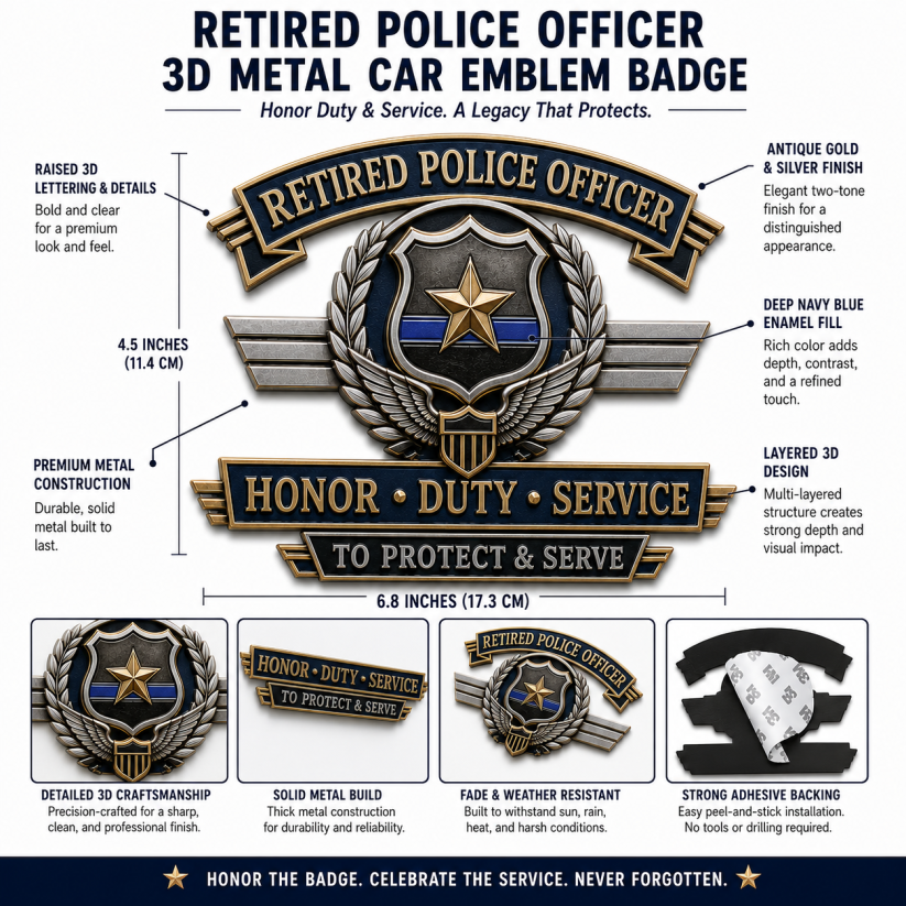 Buy More, Save More🔥 Retired Police Officer Honor Duty Service Metal Car Emblem