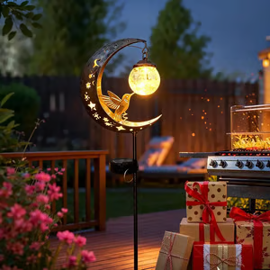 Hummingbird Moon Solar Garden Stake Light