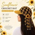 🔥Last Day 49% OFF - 🌻Women’s Handmade Crochet Sunflower Baseball Cap – Hollow-Out Boho Summer Sun Hat with Decorative Tassels