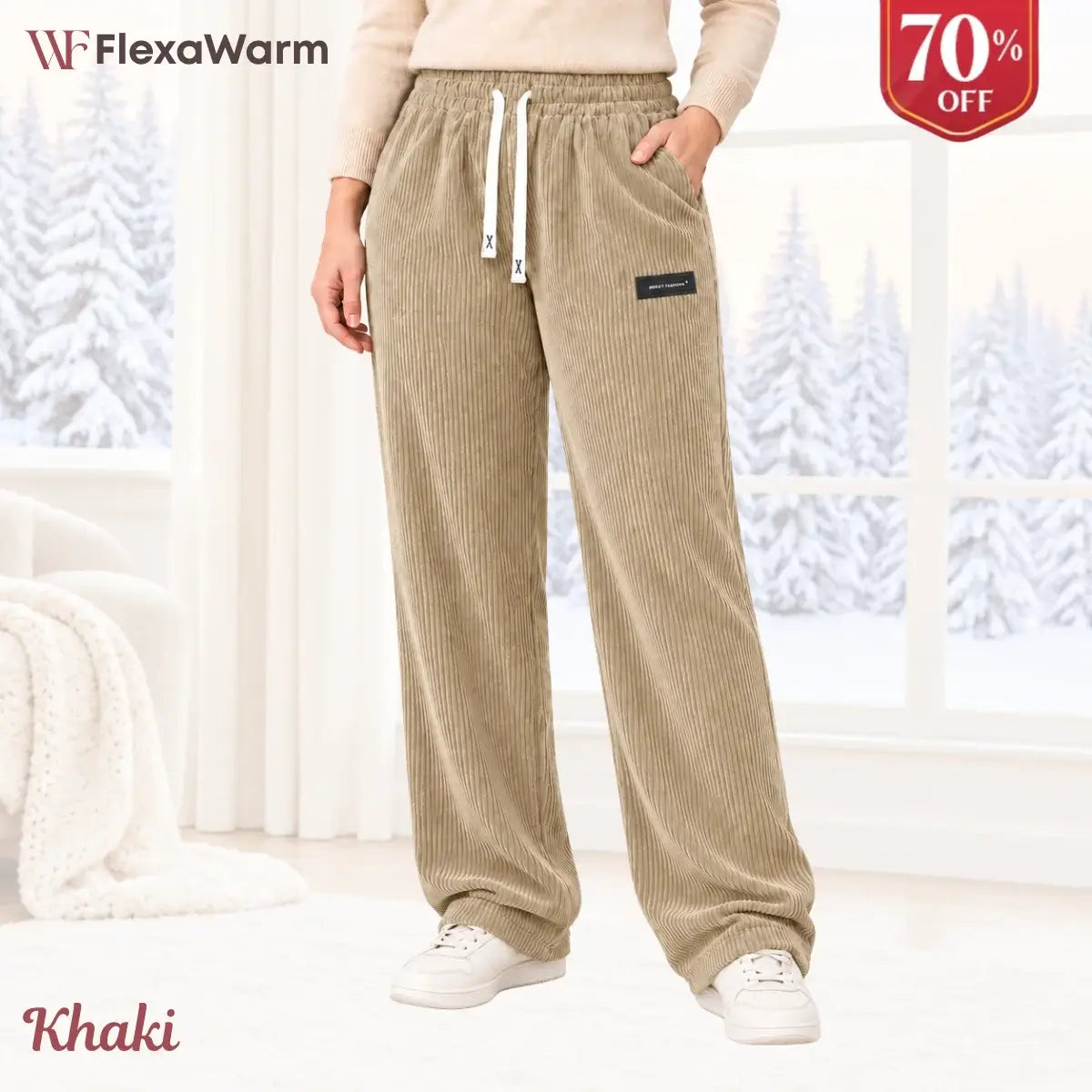 FlexaWarm - Cozy Stretch High-Waisted Corduroy Pants for Seniors