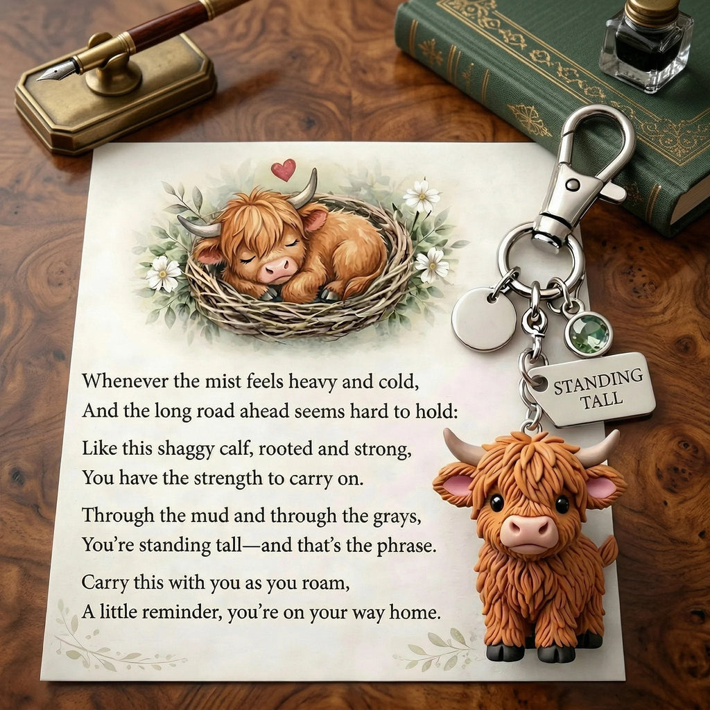 🐮A Little Highland Cow For You Keychain: Your Daily Reminder of Quiet Strength