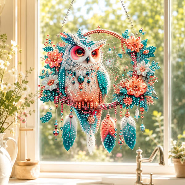 ✝️💐 Cross, Flowers & Dove Diamond Art Hanging Ornament Kit – A Relaxing DIY Craft Filled with Faith & Peace ✨🙏