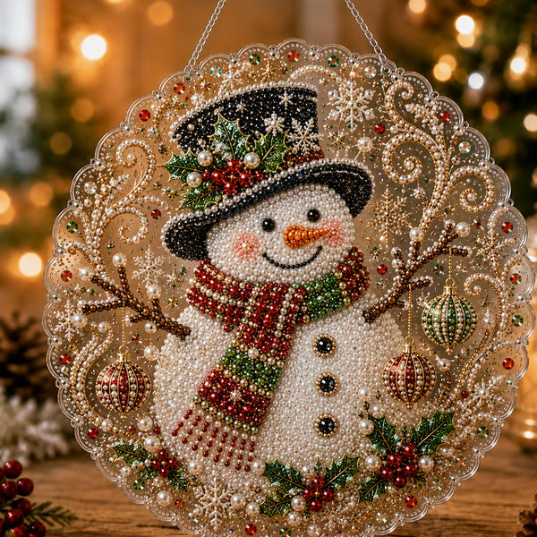 Christmas Pearl Diamond Art Hanging Ornament Kit | Luxury Flocked Canvas with Scratch-Resistant Non-Fading Pearl Beads DIY Handmade Holiday Hanging Decor 🎅💎