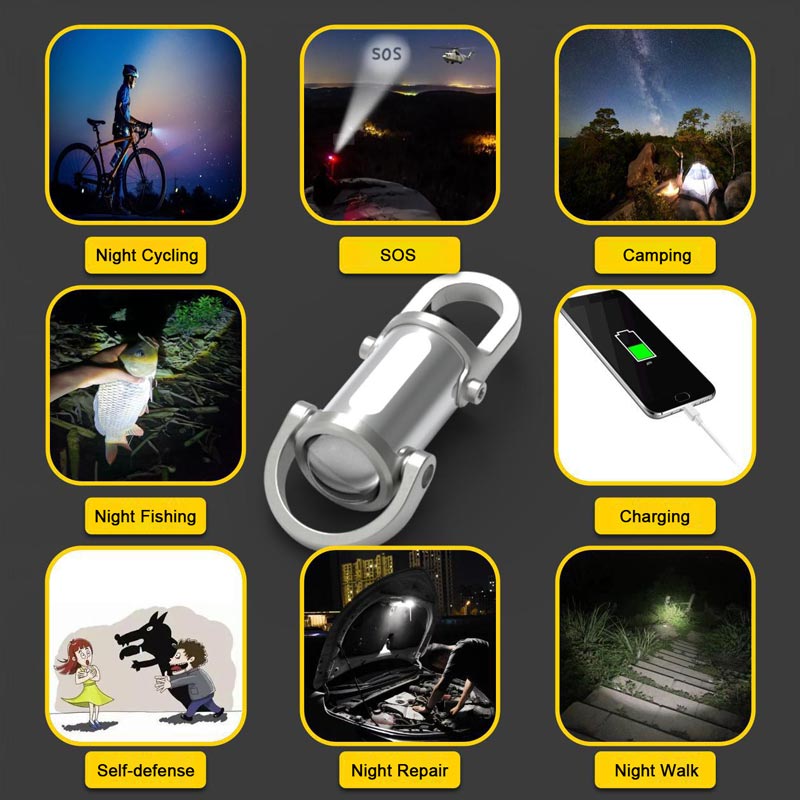 1200LM Super Bright Mini Keychain Flashlight Waterproof