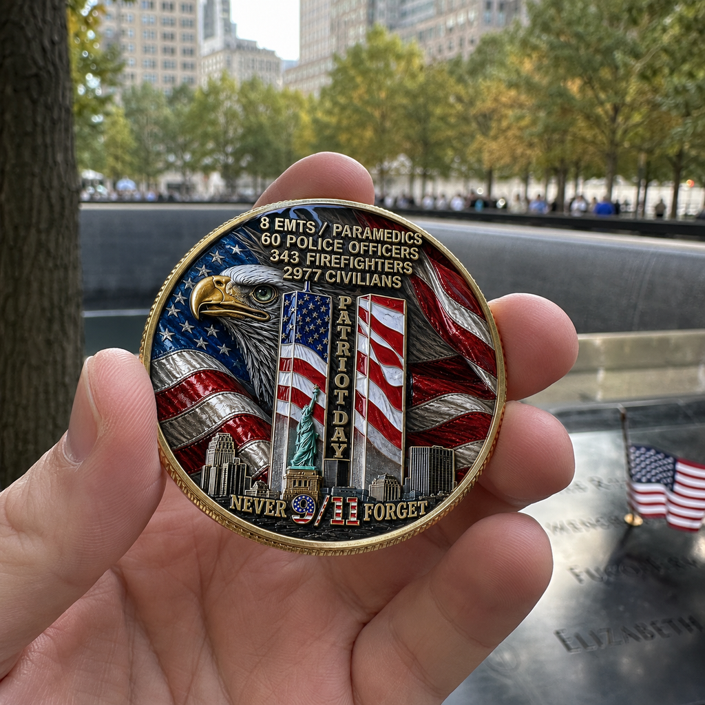 Never Forget 25th Anniversary Challenge Coin Carry the memory. Honor the courage. Pass the story forward.