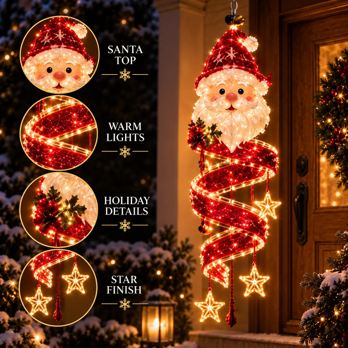 ⏳ Last Day 49% OFF – 🎄Christmas Magic Spiral™ Hanging LED Light Collection