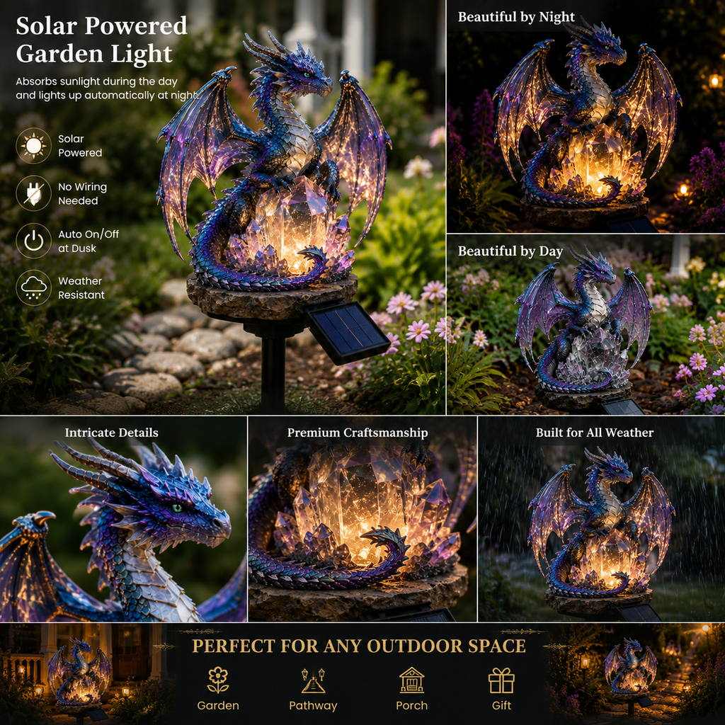 Amethyst Crystal Dragon✨️Solar Dragon Crystal Garden Light