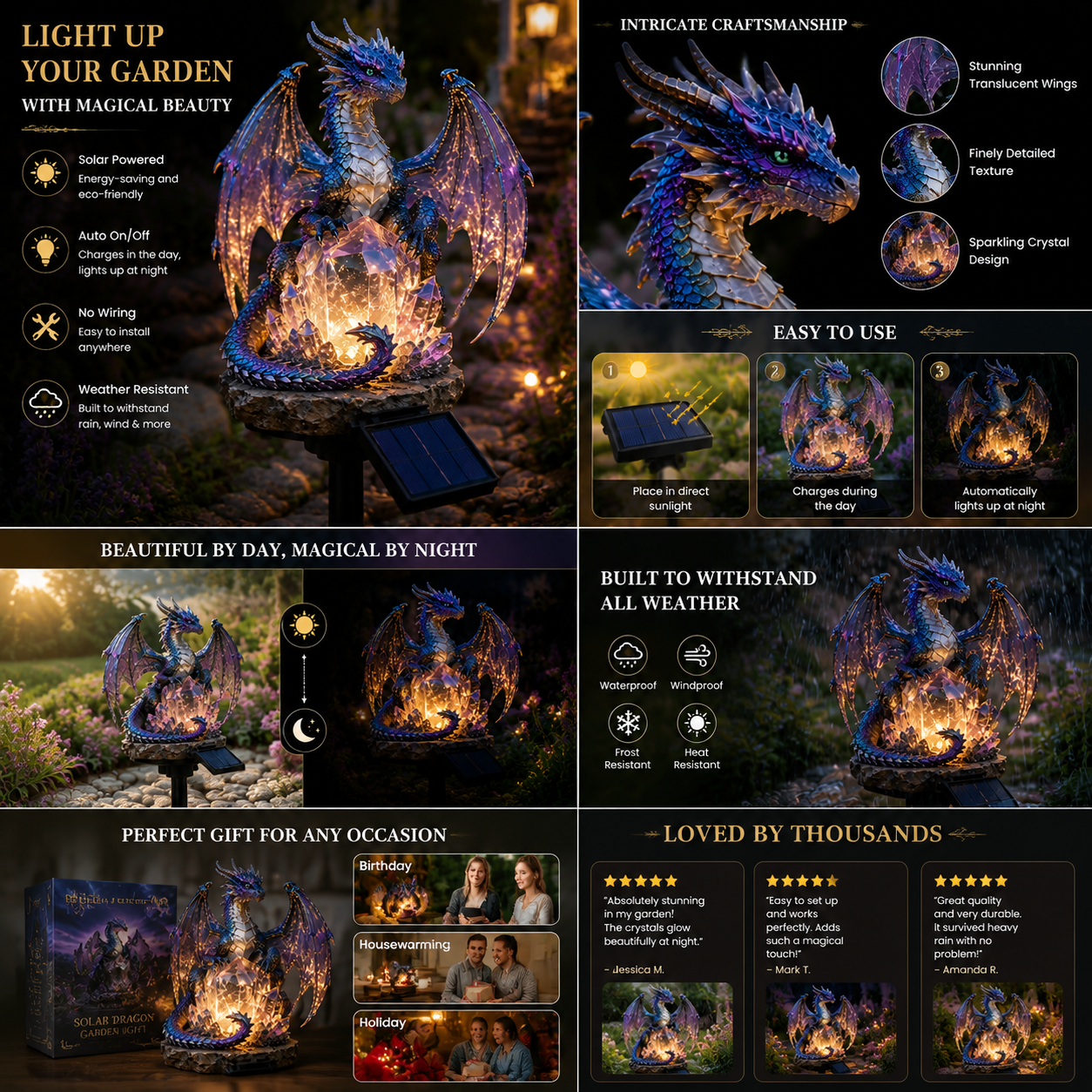 Amethyst Crystal Dragon✨️Solar Dragon Crystal Garden Light