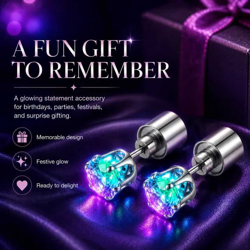 LED Light Up Crystal Stud Earrings – Colorful Glow, Unisex Party Style