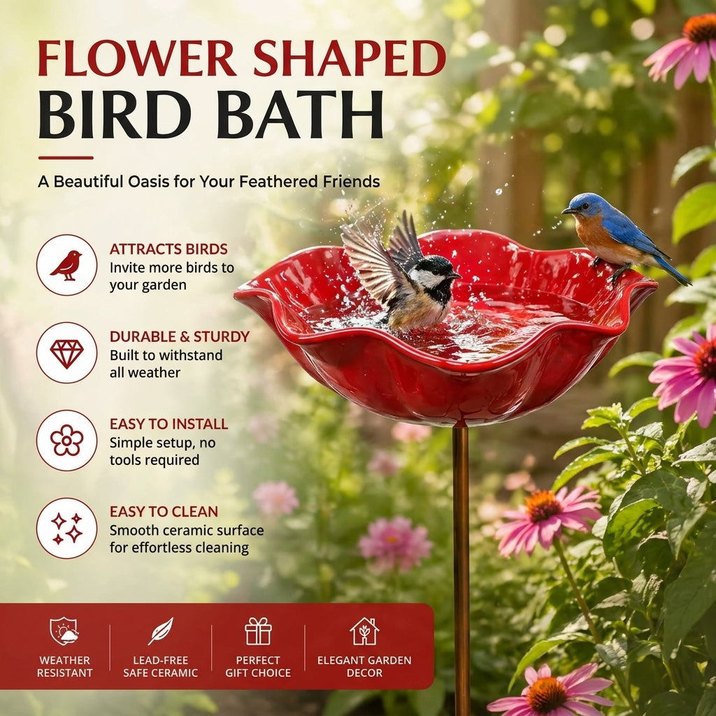 Wravion™ Handmade Metal Flower Garden Stake Bird Bath