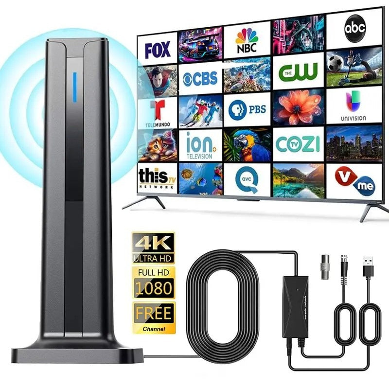 Digital TV Antenna for Smart TV Indoor,2026 TV Antenna with 5M Stick Base, 360°&Long Range Reception 4K HDTV Antenna for Local Channels