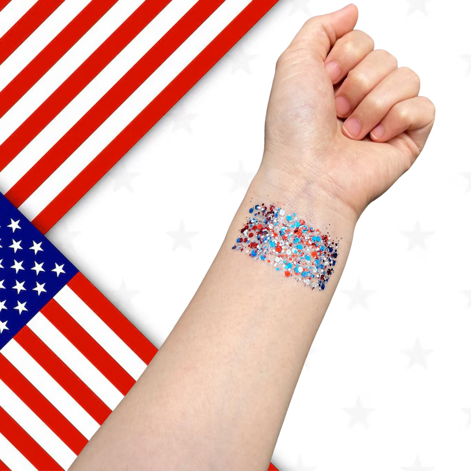 🦅4th of July Glitter Stick✨Red, White & Blue Body & Hair Sparkle.